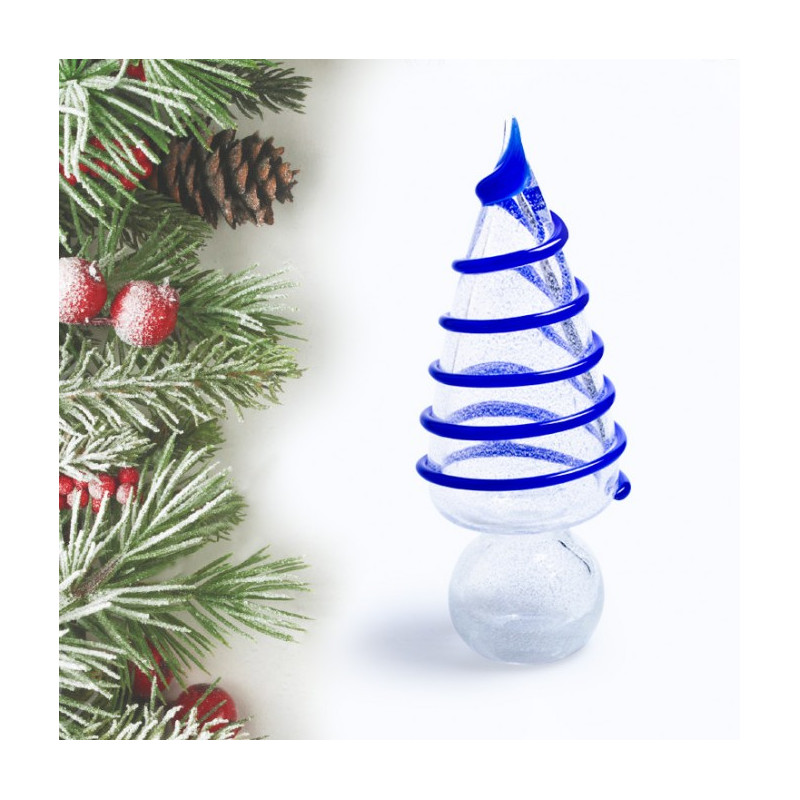 Venice Christmas decorations in transparent glass with blue details