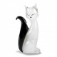 Murano white glass cat sculpture with black details