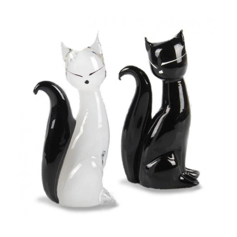 modern design couple of glass cat sculpture