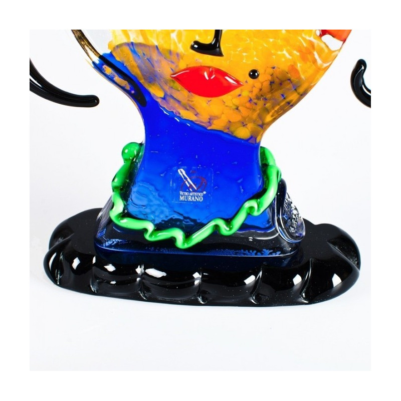 Multicolored blown-glass head sculpture