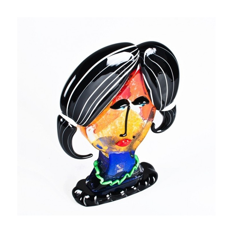 scultura decorativa in vetro testa femminile Made in Italy