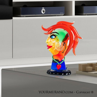 scultura di testa decorativa moderna multicolore