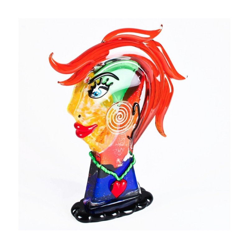 scultura testa di donna moderna multicolore