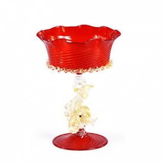 Venice goblet in red glass with gold details