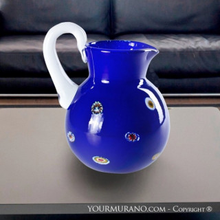 Murano glass pitcher blue