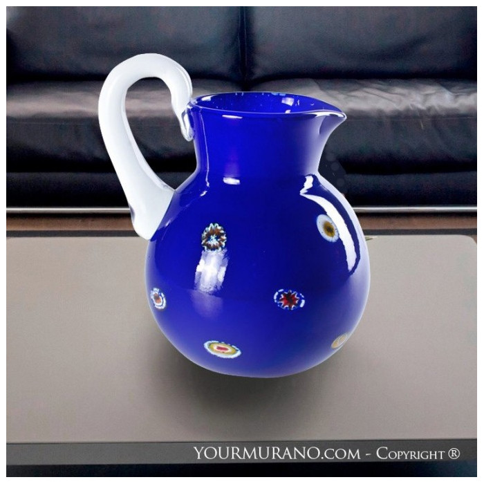 Murano glass pitcher blue