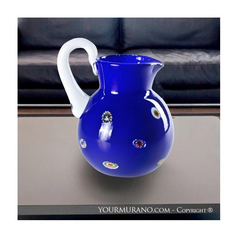 Murano glass pitcher blue