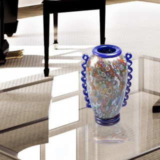 Vase glass murano blu murrina
