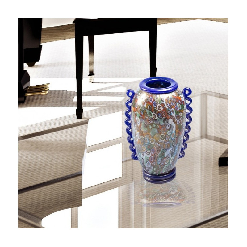 Vase glass murano blu murrina