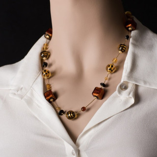 Amber and gold murano necklace