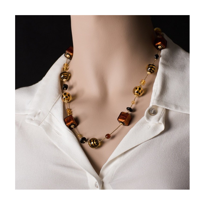 Amber and gold murano necklace