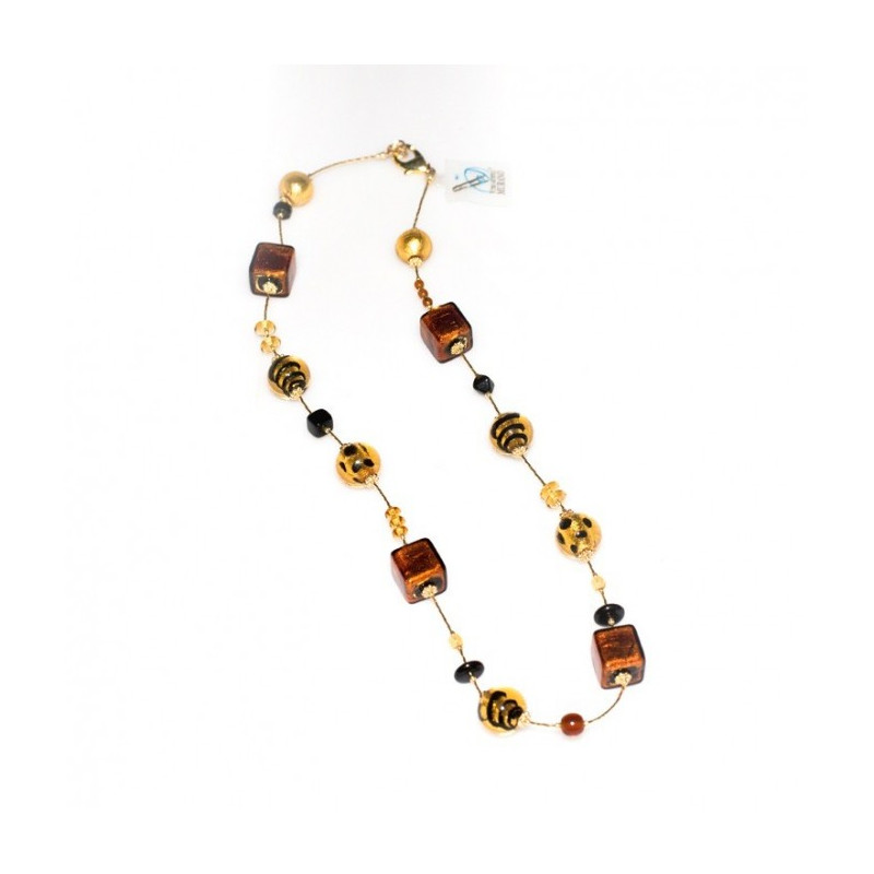 Gold and amber beads necklace