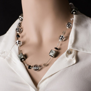 black and silver murano necklace