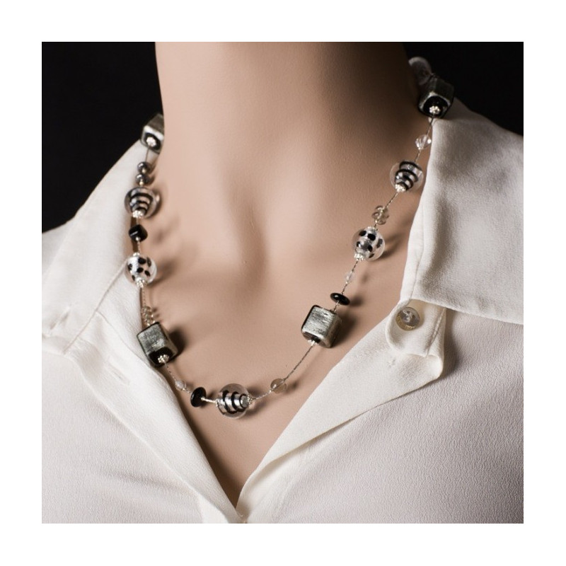 black and silver murano necklace