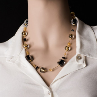 black and gold glass necklace