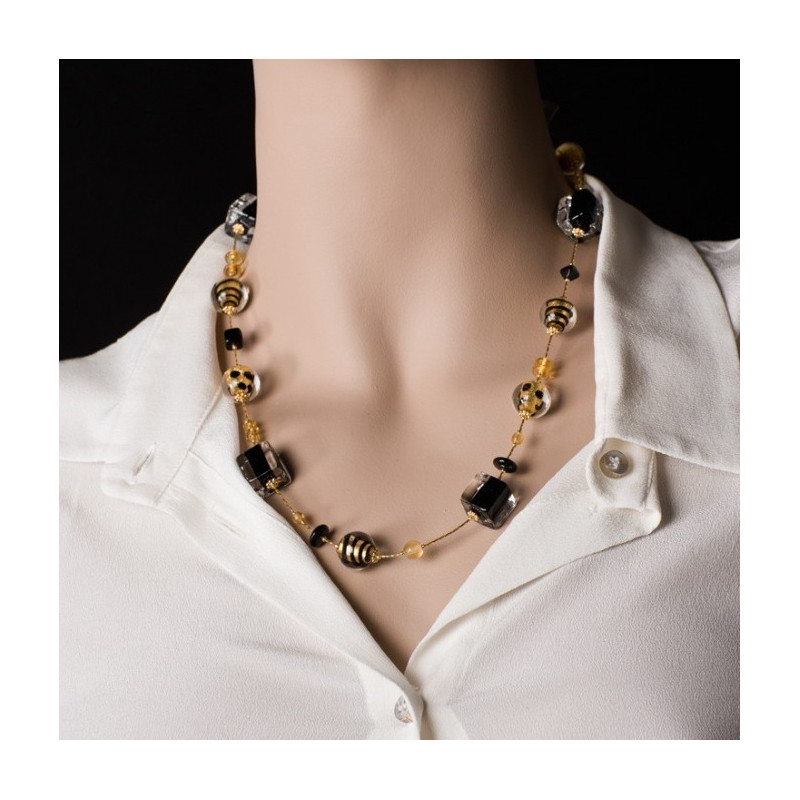 black and gold glass necklace
