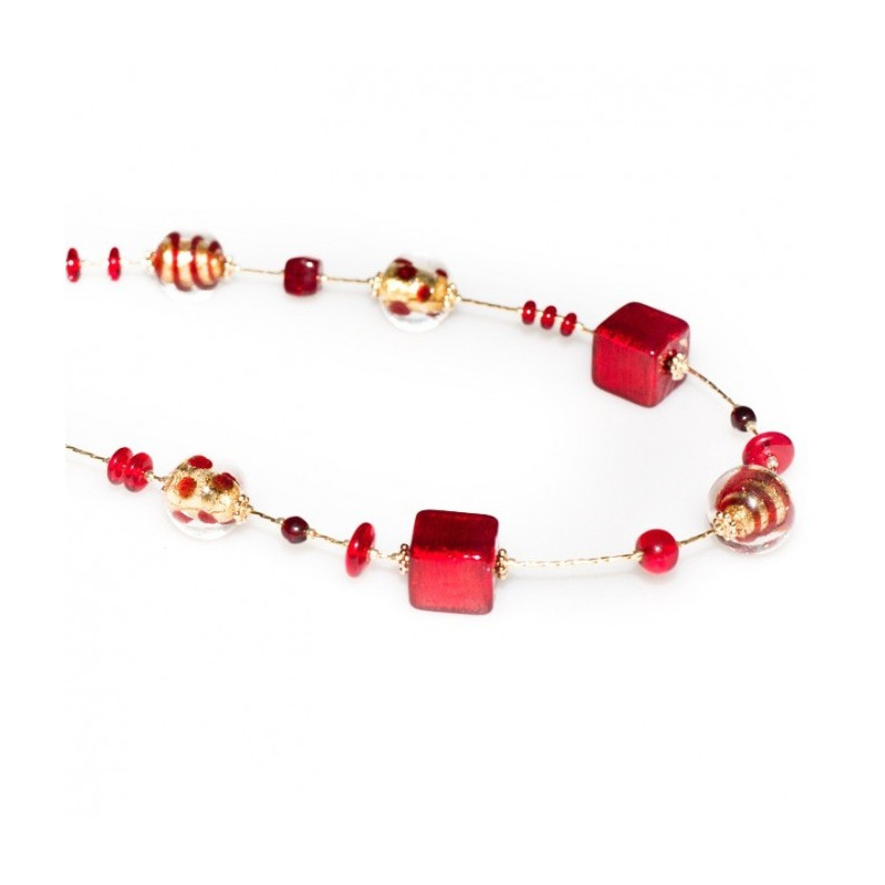 red glass beaded necklace