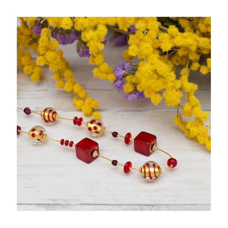 classic red glass beaded necklace
