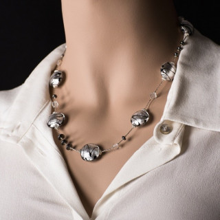 Silver murano necklace set