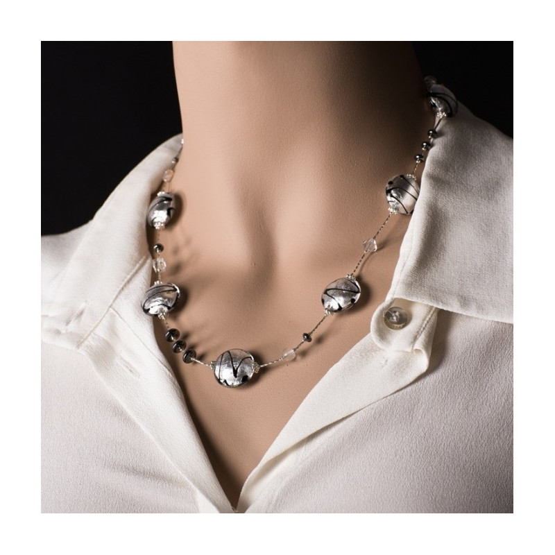 Silver murano necklace set