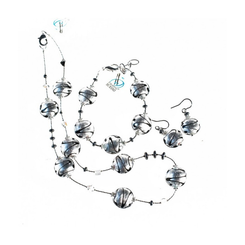Silver earrings bracelet necklace