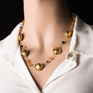 Gold glass murano parure