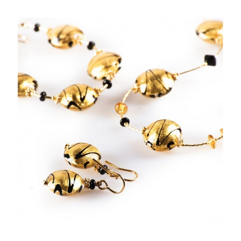 Gold glass bracelet necklace