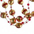 CHARLY SET red and gold leaf beads parure