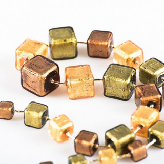 Amber gold necklace squared beads