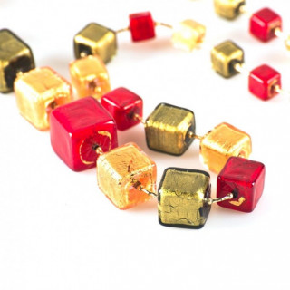 Amber gold glass necklace