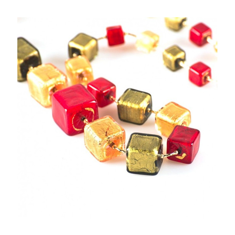 Amber gold glass necklace