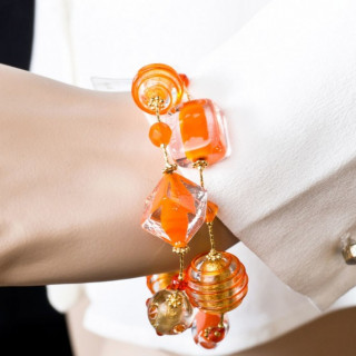 modern bracelet gold orange beads