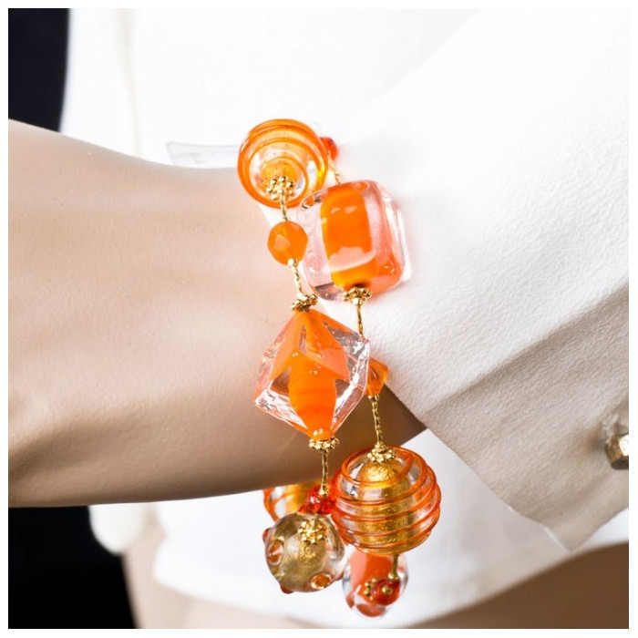 modern bracelet gold orange beads