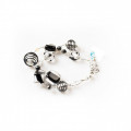 MERAK black silver beads double bracelet