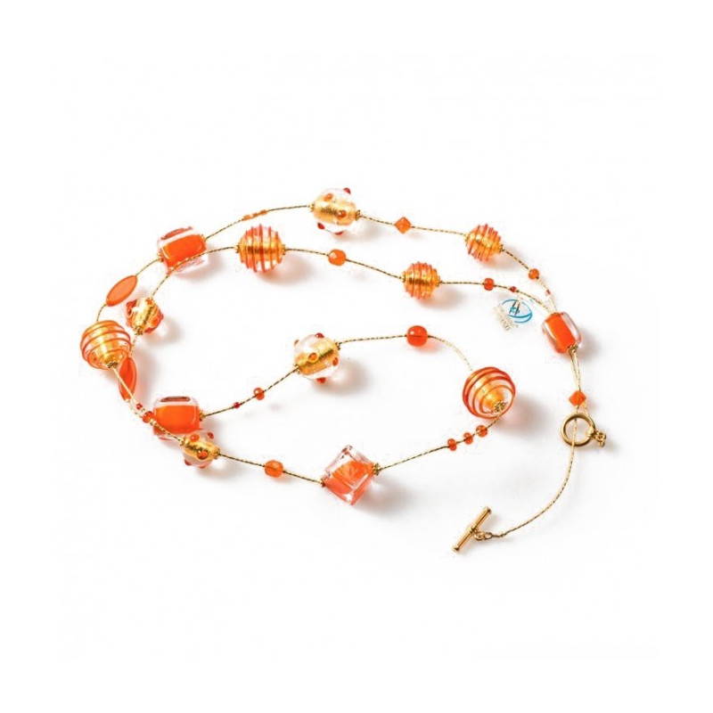JO JO Long necklace with orange and gold beads