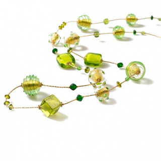 modern necklace green gold glass beads