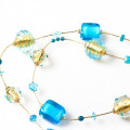ELETTRA long necklace with aqua gold leaf
