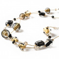 MIRA long necklace with gold and black beads