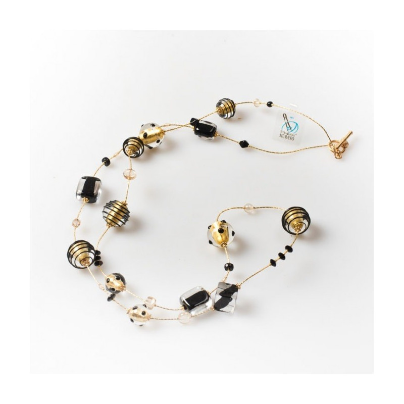 crystal gold black necklace