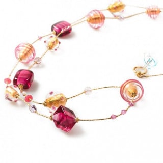 long necklace ruby gold beads