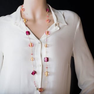 long necklace ruby gold beads
