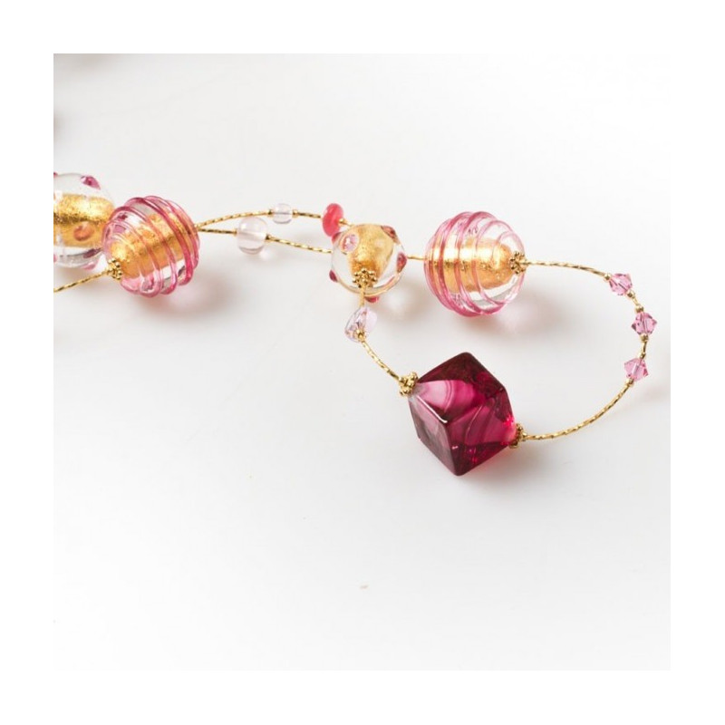long necklace ruby gold beads