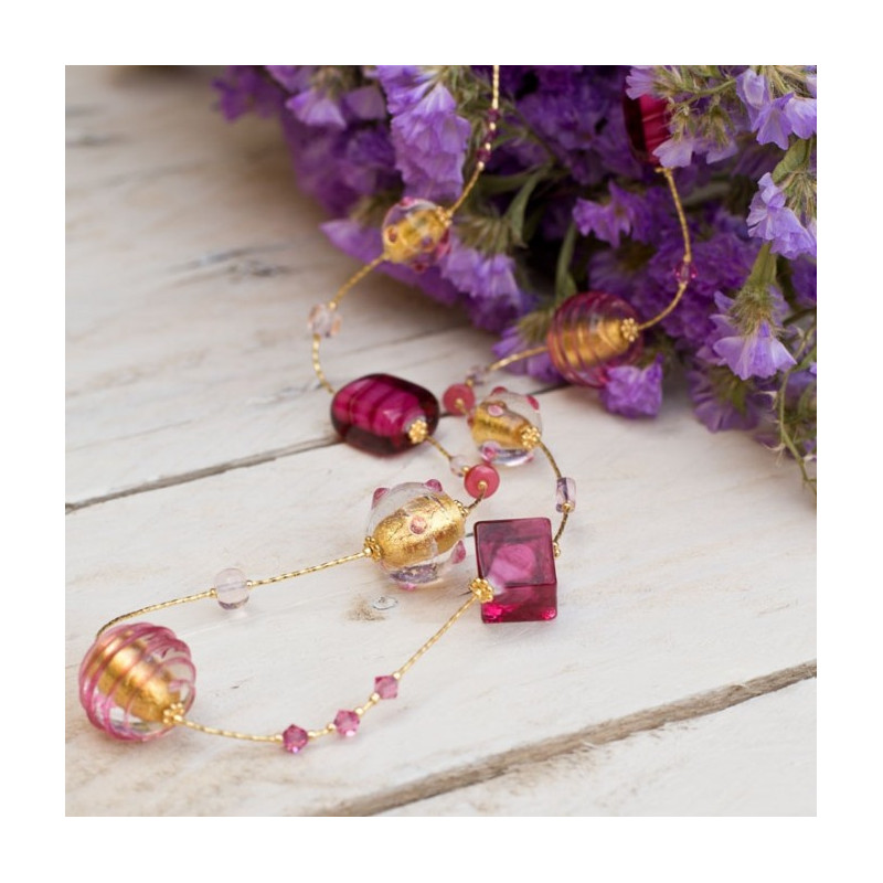 long necklace ruby gold beads