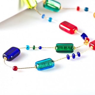 Long necklace multicolor beads