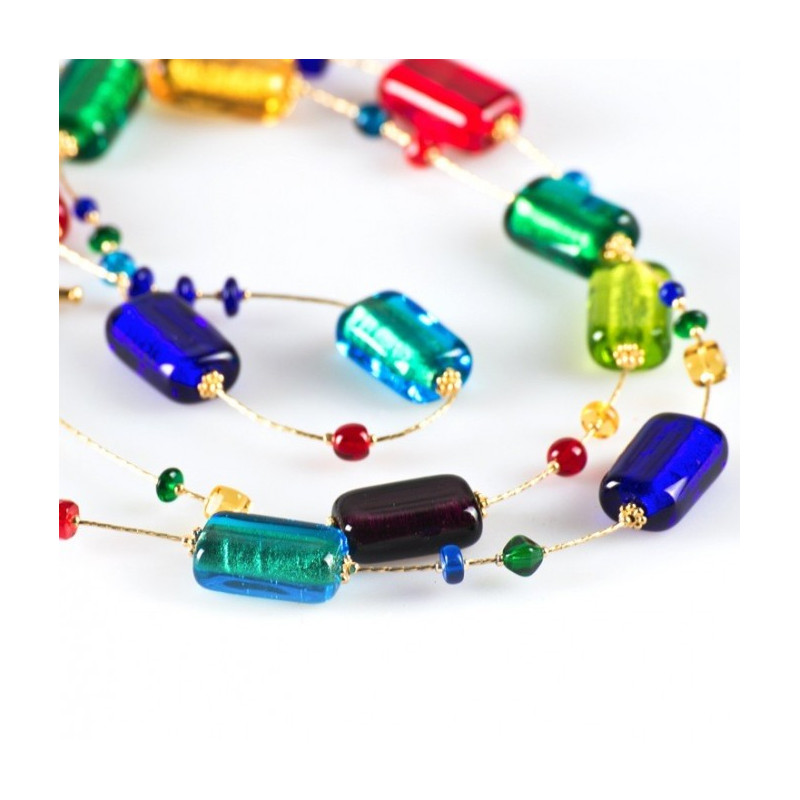 Long necklace multicolor beads