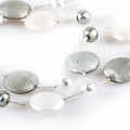 FRANCY SATIN silver and grey glass necklace