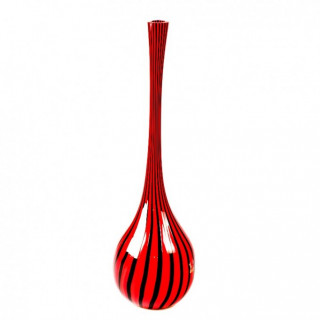 Italian glass drop vase elongated black red