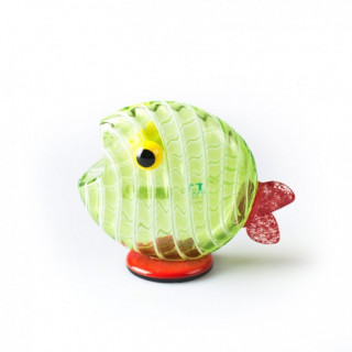 Murano glass filigree green fish sculpture