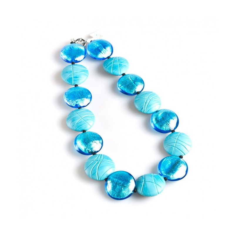 Turquoise aqua silver beads