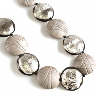 Silver and grey glass necklace